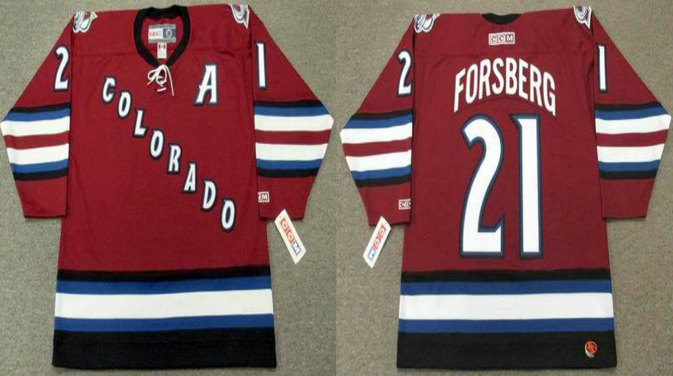 2019 Men Colorado Avalanche 21 Forsberg red style #2 CCM NHL jerseys